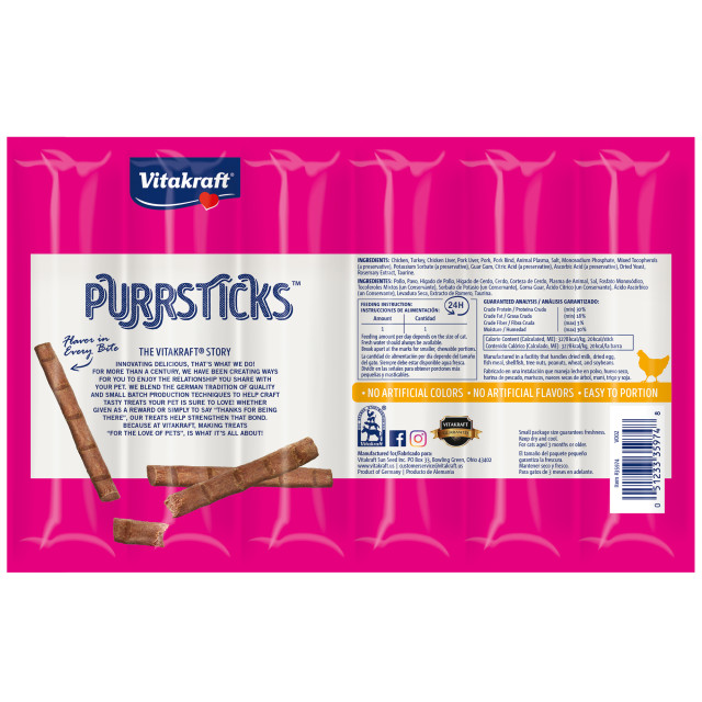 Back-Image showing PurrSticks™, Chicken Recipe, 6 Pack