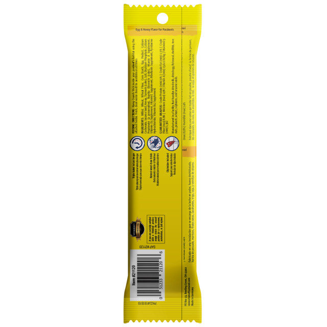 Back-Image showing Crunch Sticks Egg & Honey Flavor