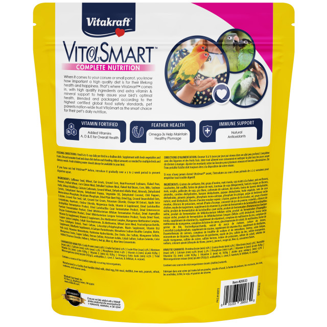 Back-Image showing VitaSmart Conure & Small Parrot