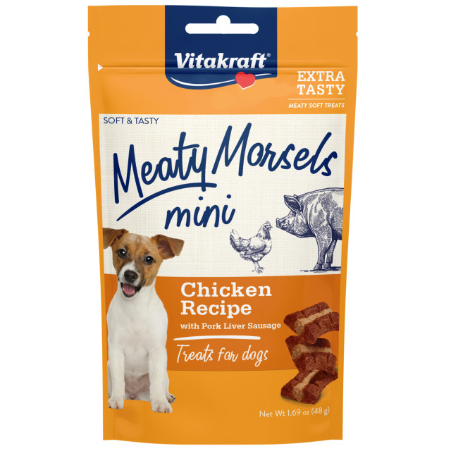 Product-Image showing Meaty Morsels Mini Chicken Recipe with Pork Liver Sausage