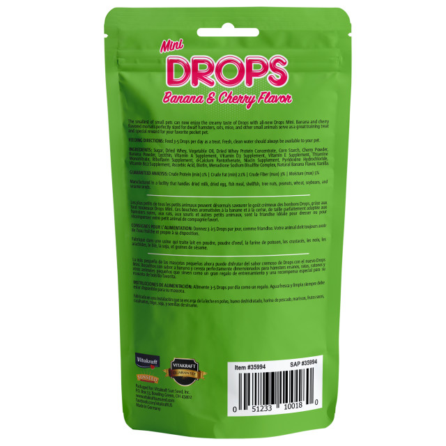 Back-Image showing Mini Drops Banana & Cherry Flavor