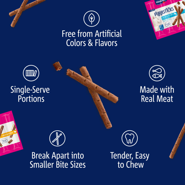 Feature-Image showing PurrSticks™, Chicken Recipe with Salmon, 6 Pack