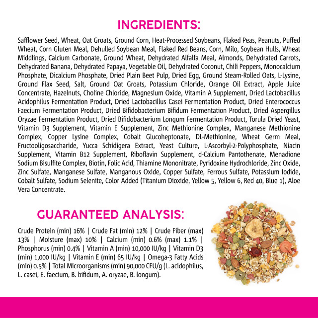 Nutrition-Image showing VitaSmart Conure & Small Parrot