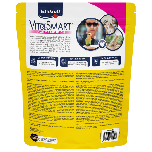 Back-Image showing VitaSmart Cockatiel & Lovebird
